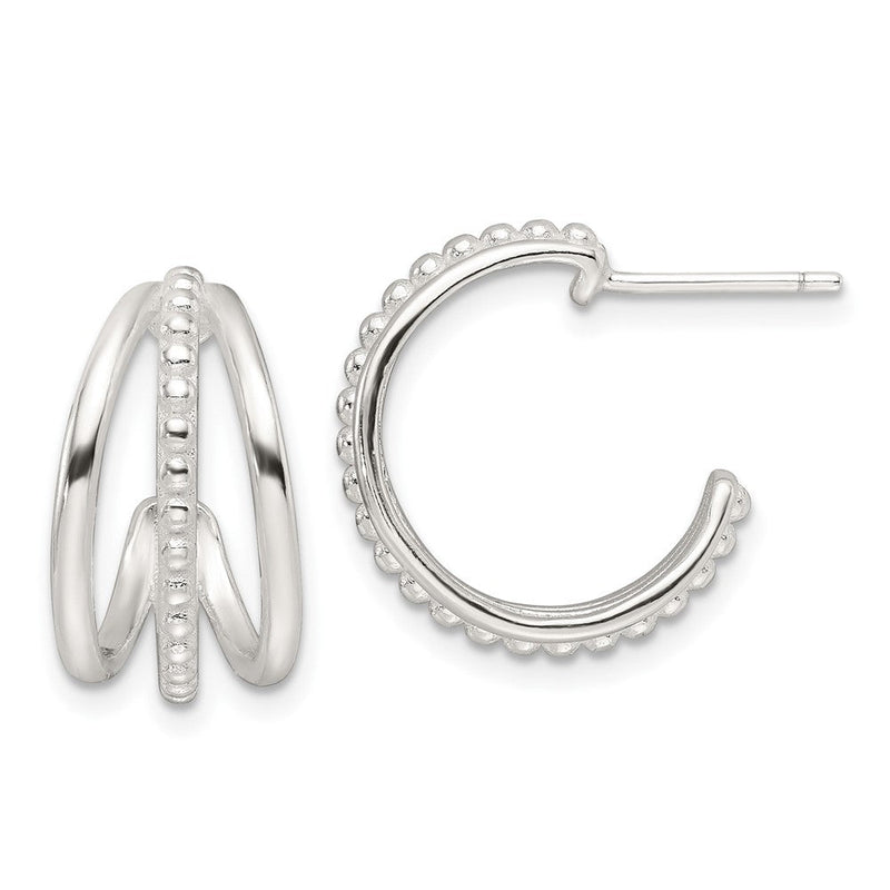 Sterlingsilber E-coating Poliert und Strukturiert C-hoop Ohrring