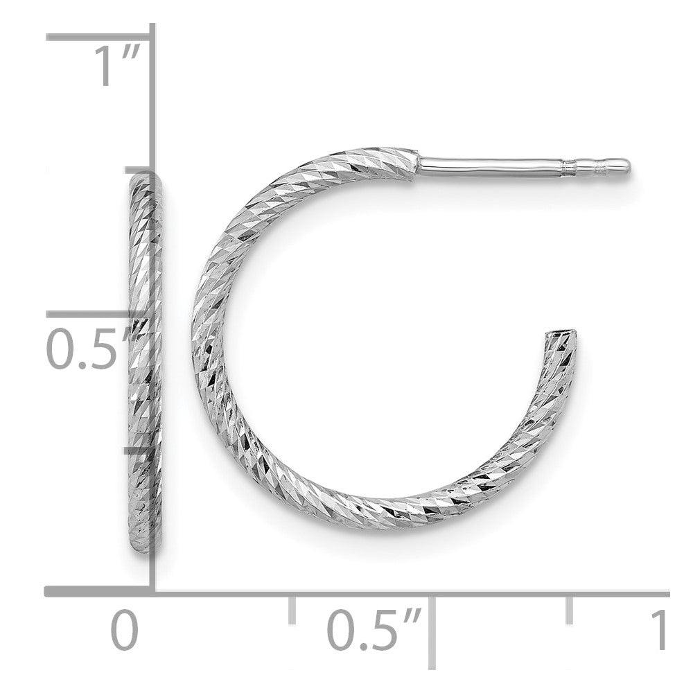 Sterlingsilber Rhodiniert Diamantiert Hohl Röhre C- Creolen