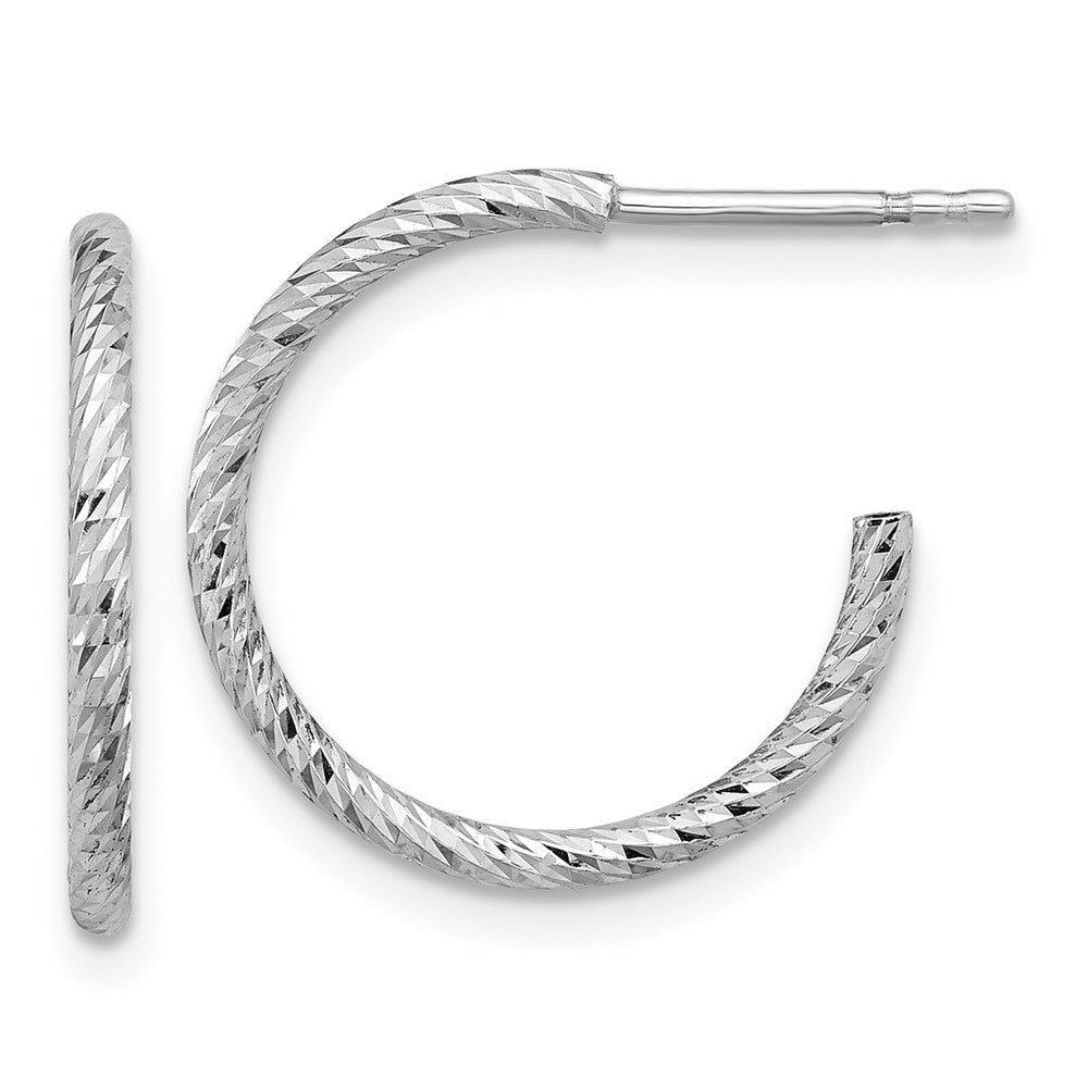 Sterlingsilber Rhodiniert Diamantiert Hohl Röhre C- Creolen