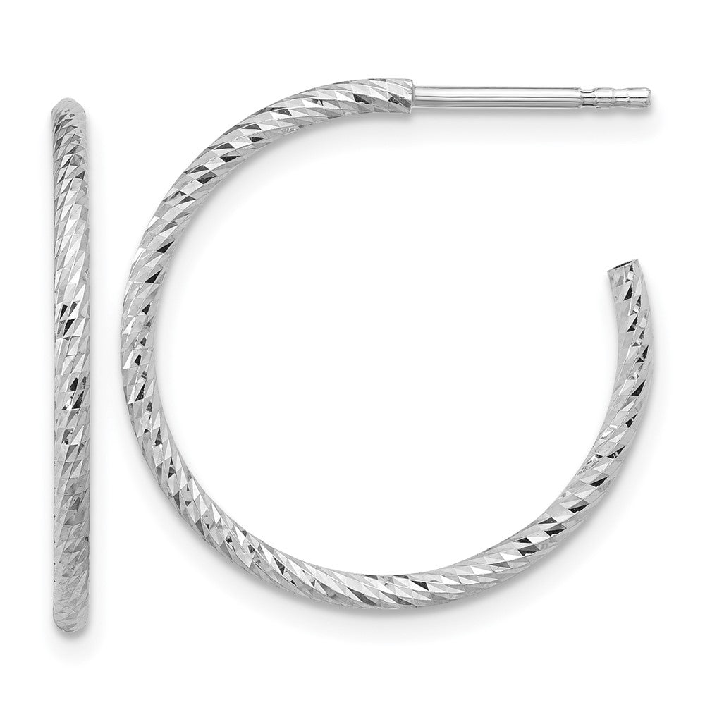 Sterlingsilber Rhodiniert Diamantiert Hohl Röhre C- Creolen