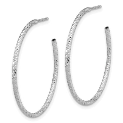 Sterlingsilber Rhodiniert Diamantiert Hohl Röhre C- Creolen