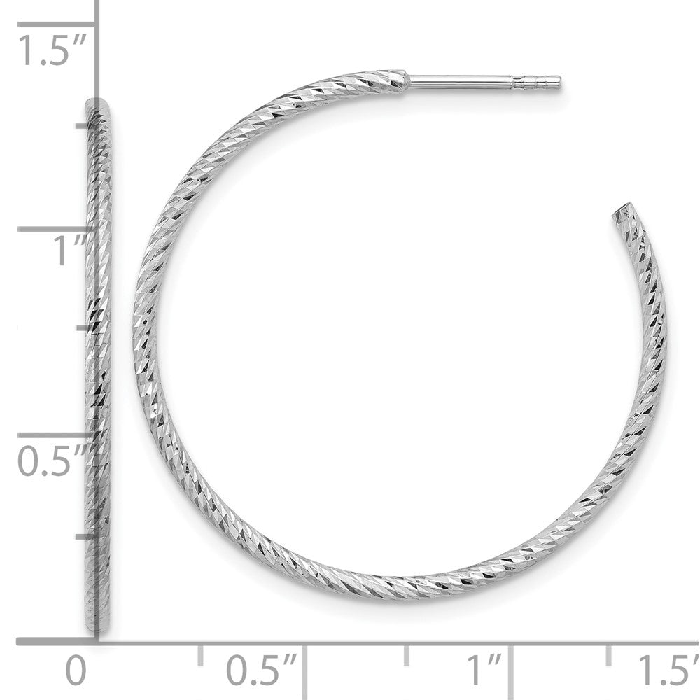 Sterlingsilber Rhodiniert Diamantiert Hohl Röhre C- Creolen