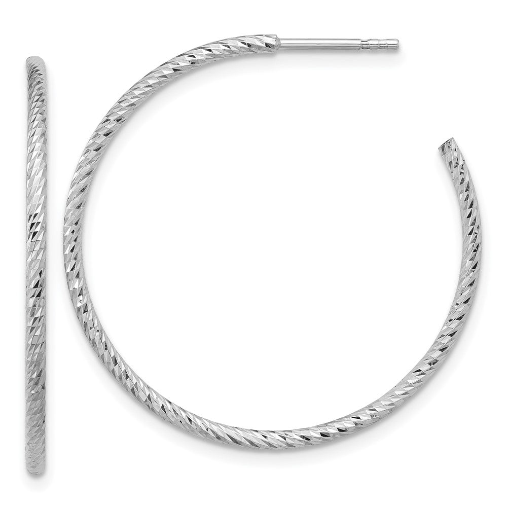 Sterlingsilber Rhodiniert Diamantiert Hohl Röhre C- Creolen