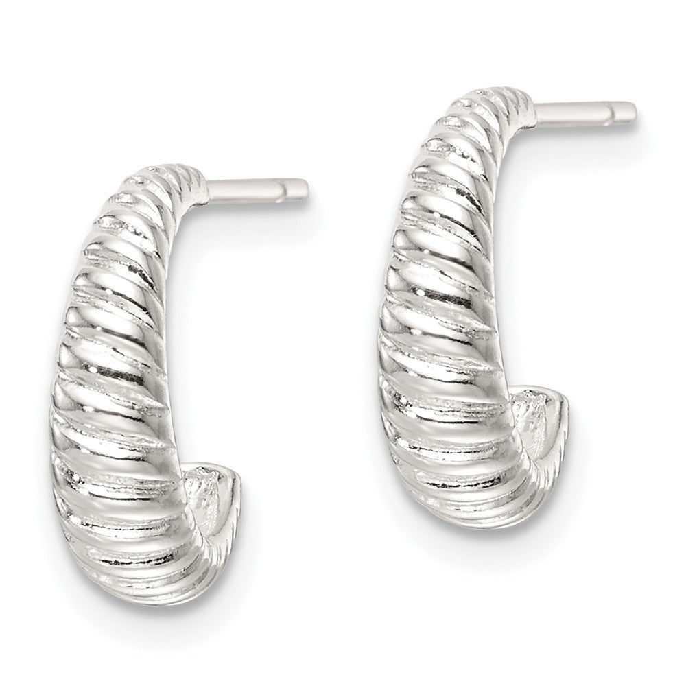 Sterlingsilber Poliert Gewellt J-hoop Ohrstecker
