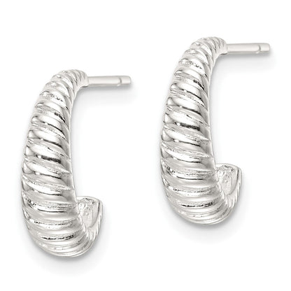Sterlingsilber Poliert Gewellt J-hoop Ohrstecker