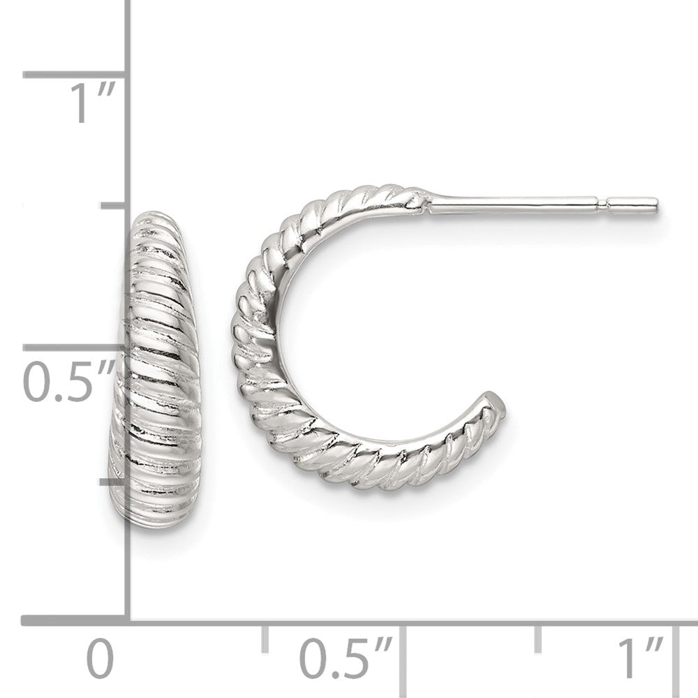 Sterlingsilber Poliert Gewellt J-hoop Ohrstecker