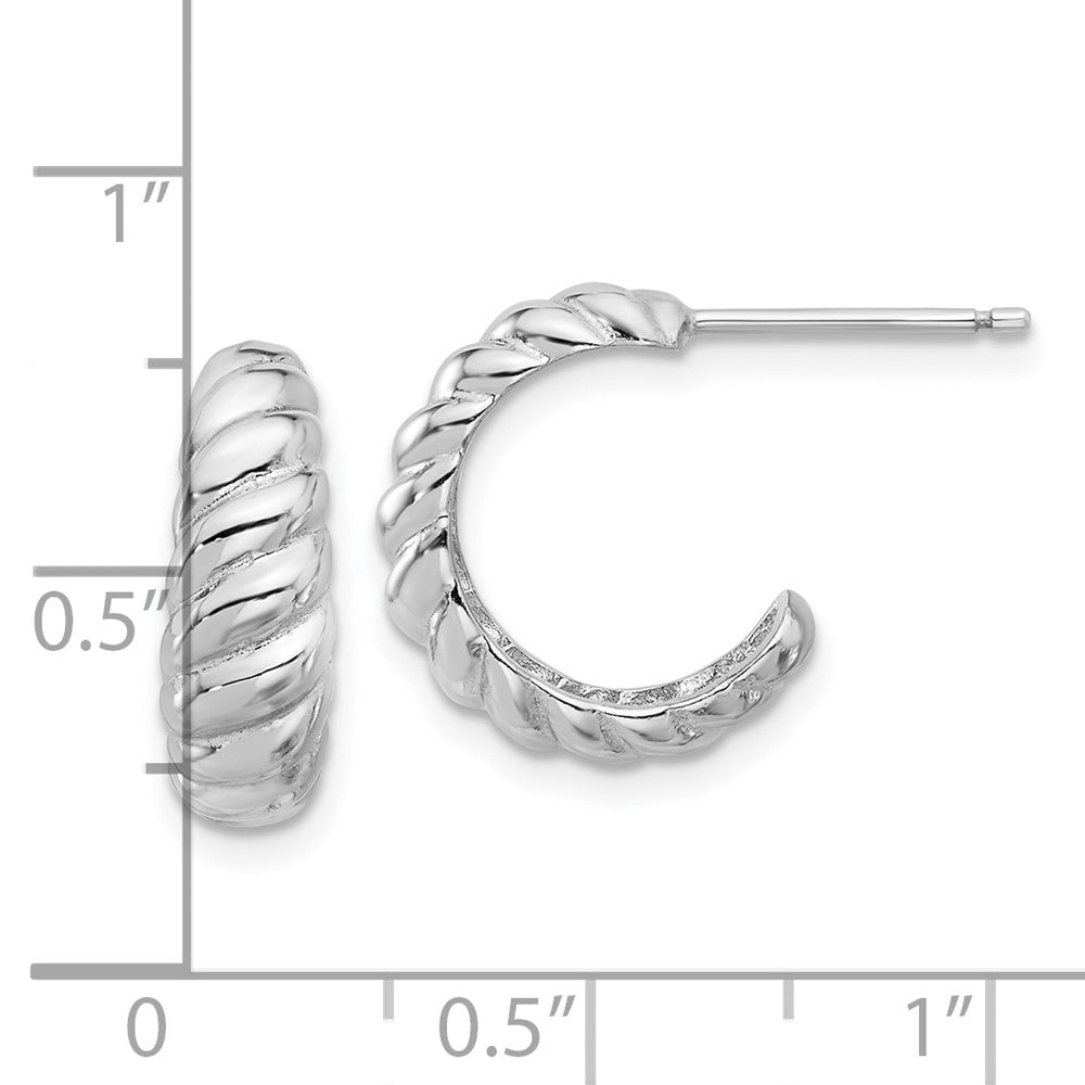 Sterlingsilber Rhodiniert Gewellt Stecker Creolen
