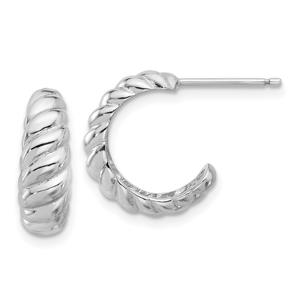 Sterlingsilber Rhodiniert Gewellt Stecker Creolen