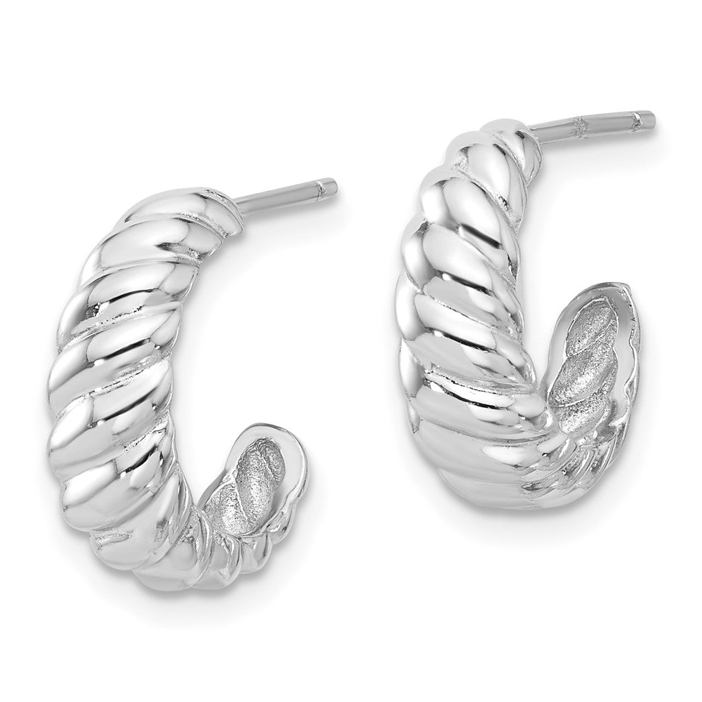 Sterlingsilber Rhodiniert Gewellt Stecker Creolen