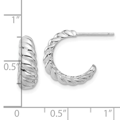Sterlingsilber Rhodiniert Gewellt Stecker Creolen