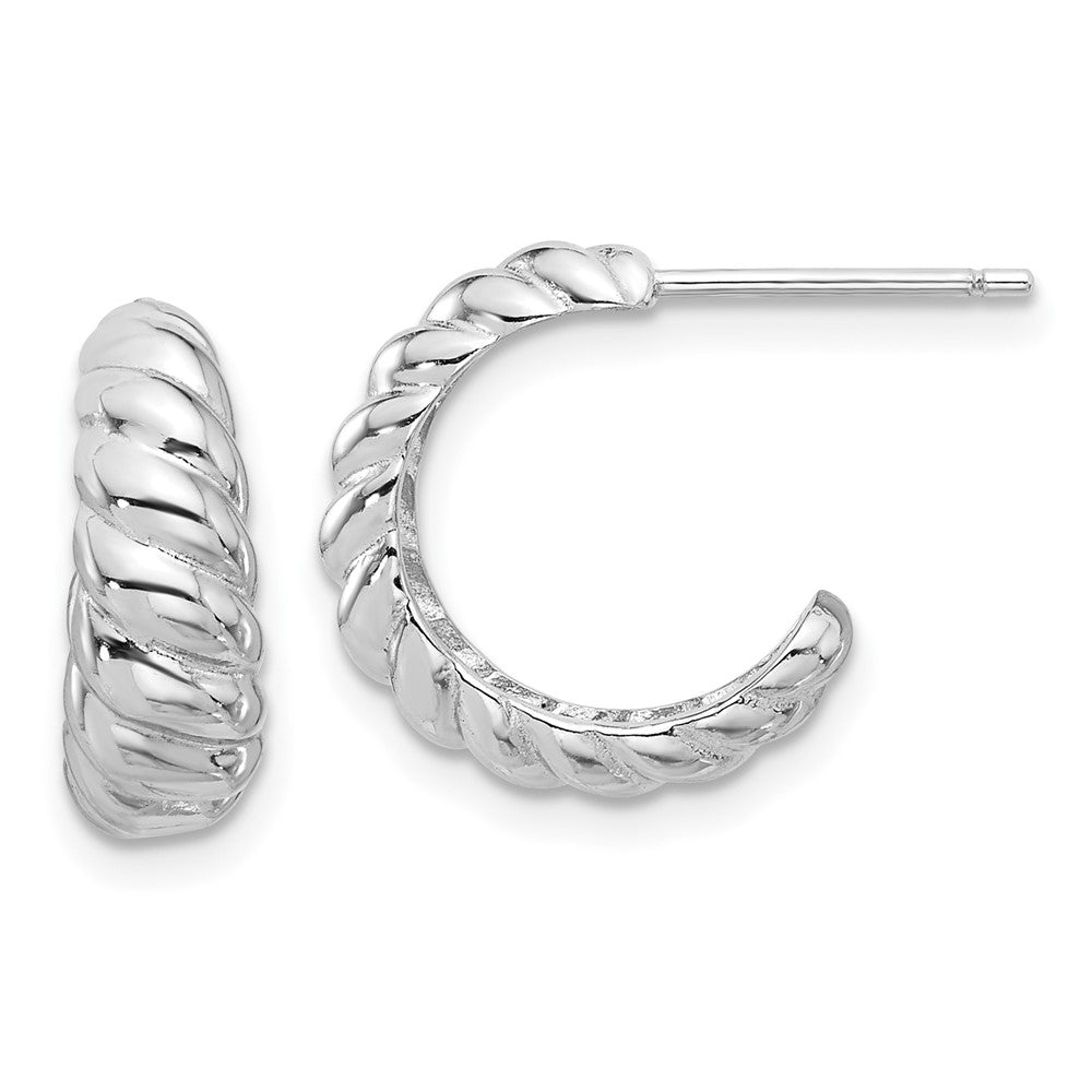 Sterlingsilber Rhodiniert Gewellt Stecker Creolen