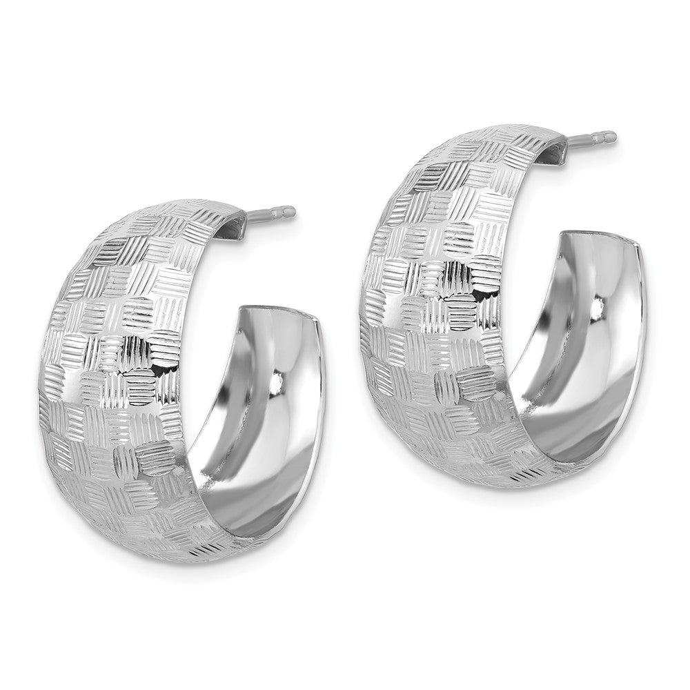 Sterlingsilber Rhodiniert Poliert Strukturiert C-hoop Ohrstecker