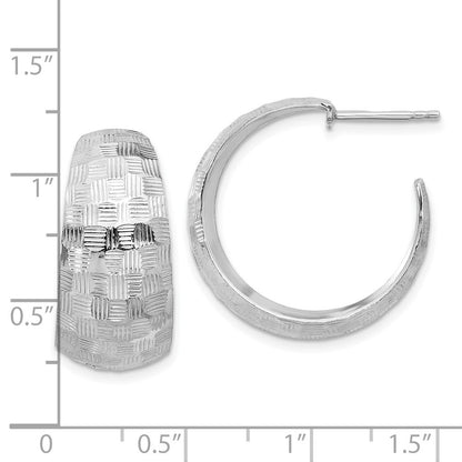 Sterlingsilber Rhodiniert Poliert Strukturiert C-hoop Ohrstecker