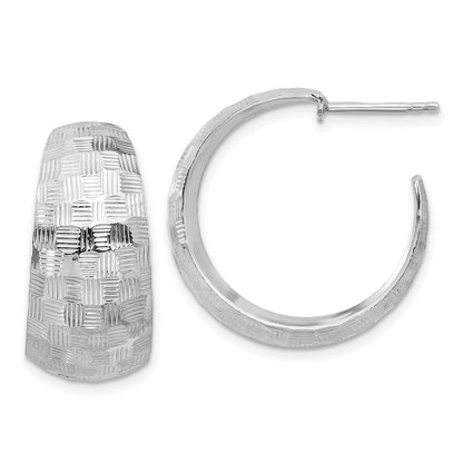 Sterlingsilber Rhodiniert Poliert Strukturiert C-hoop Ohrstecker