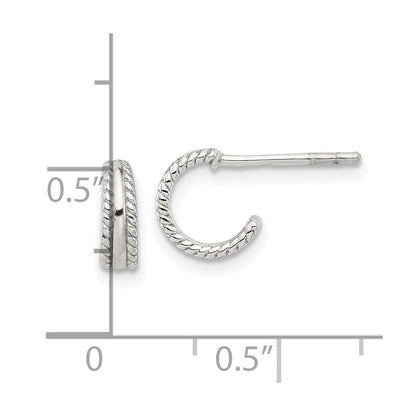 Sterlingsilber E-coated Strukturiert Kante C- Creolen
