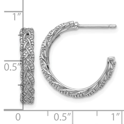 Sterlingsilber Rhodiniert Strukturiert Geflochten C- Creolen