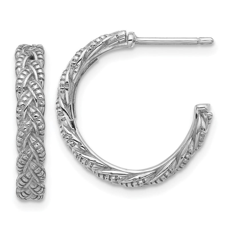 Sterlingsilber Rhodiniert Strukturiert Geflochten C- Creolen
