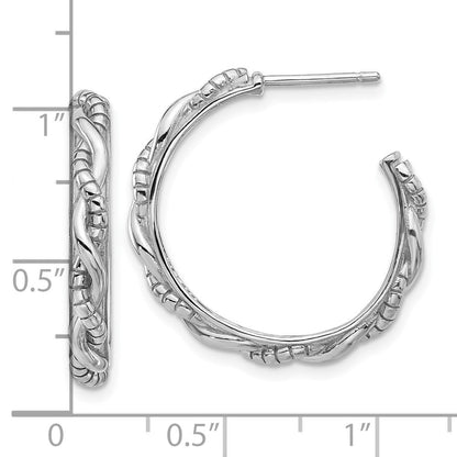 Sterlingsilber Rhodiniert Strukturiert Gedreht C- Creolen