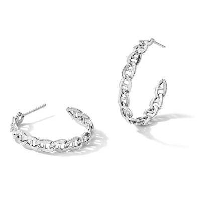 Sterlingsilber Rhodiniert Anker Glieder C- Creolen