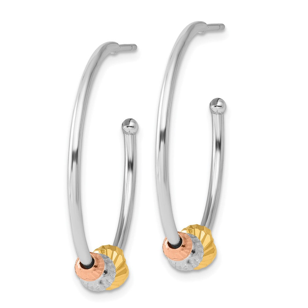 Sterlingsilber Rhodiniert Rose/goldfarben Diamantiert Gekugelt C- Creolen