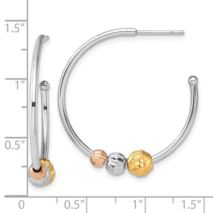 Sterlingsilber Rhodiniert Rose/goldfarben Diamantiert Gekugelt C- Creolen
