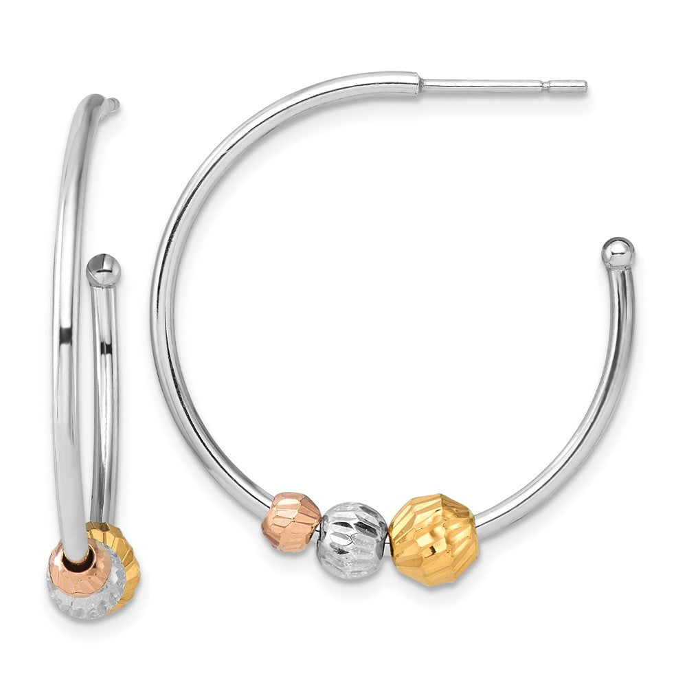 Sterlingsilber Rhodiniert Rose/goldfarben Diamantiert Gekugelt C- Creolen