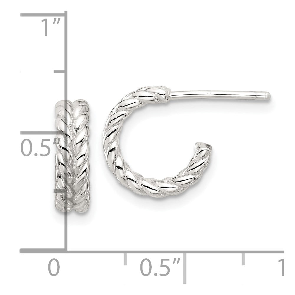 Sterlingsilber E-coated Poliert Geflochten Stecker C- Creolen