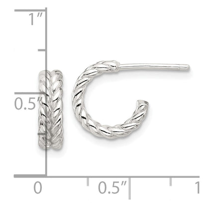Sterlingsilber E-coated Poliert Geflochten Stecker C- Creolen