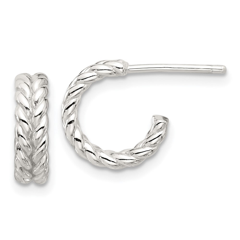 Sterlingsilber E-coated Poliert Geflochten Stecker C- Creolen