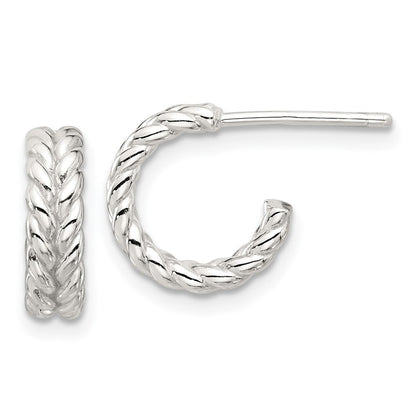 Sterlingsilber E-coated Poliert Geflochten Stecker C- Creolen