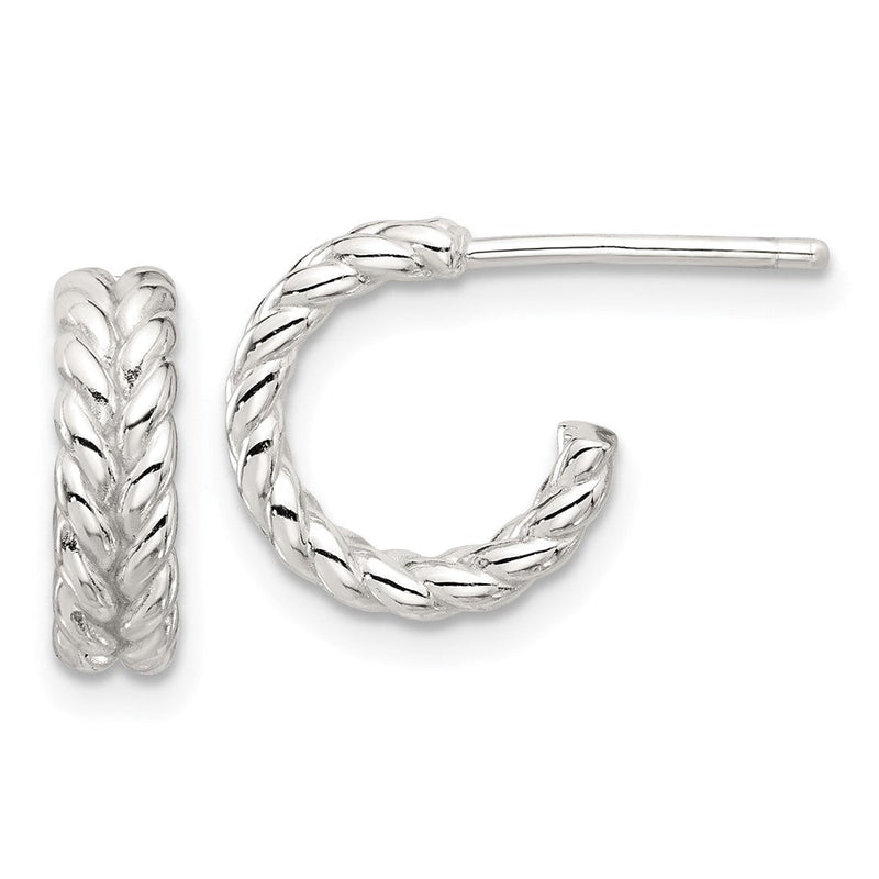 Sterlingsilber E-coated Poliert Geflochten Stecker C- Creolen