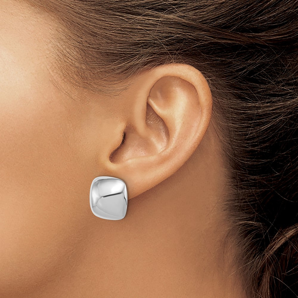 Sterlingsilber Rhodiniert Poliert Quadratisch Ohrstecker