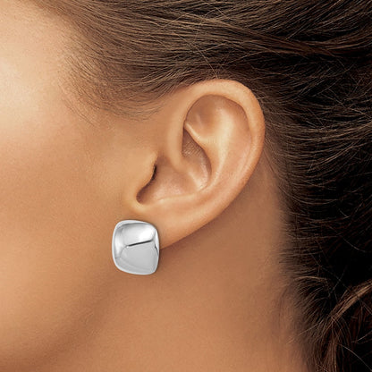 Sterlingsilber Rhodiniert Poliert Quadratisch Ohrstecker
