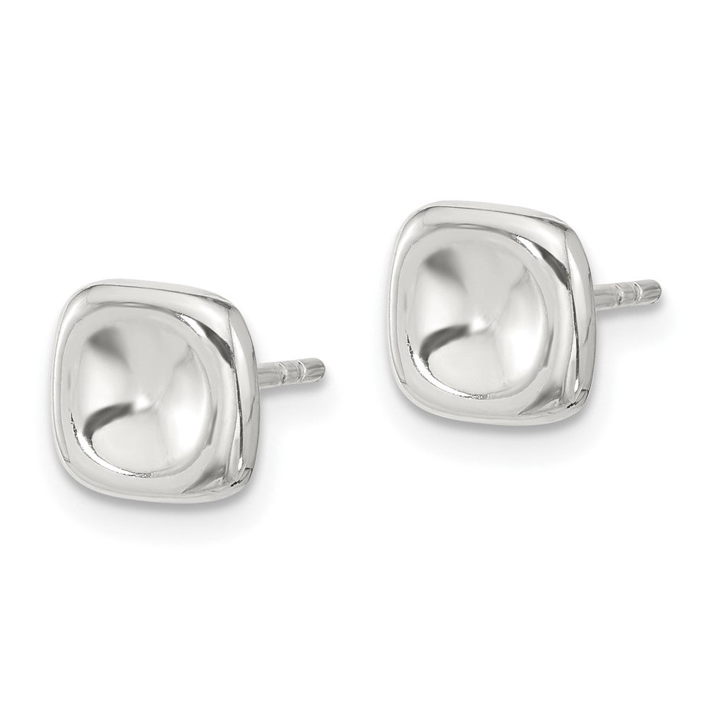 Sterlingsilber Poliert Gewellt Puff Quadratisch Ohrstecker