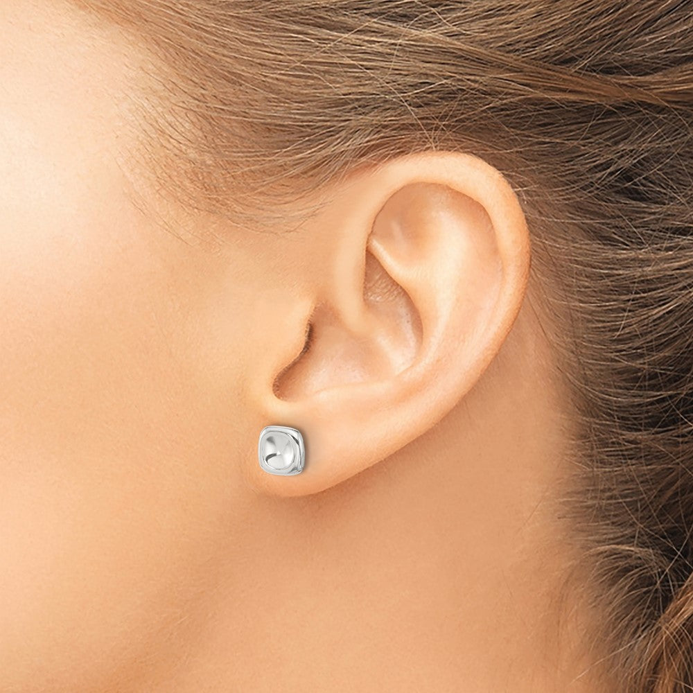 Sterlingsilber Poliert Gewellt Puff Quadratisch Ohrstecker