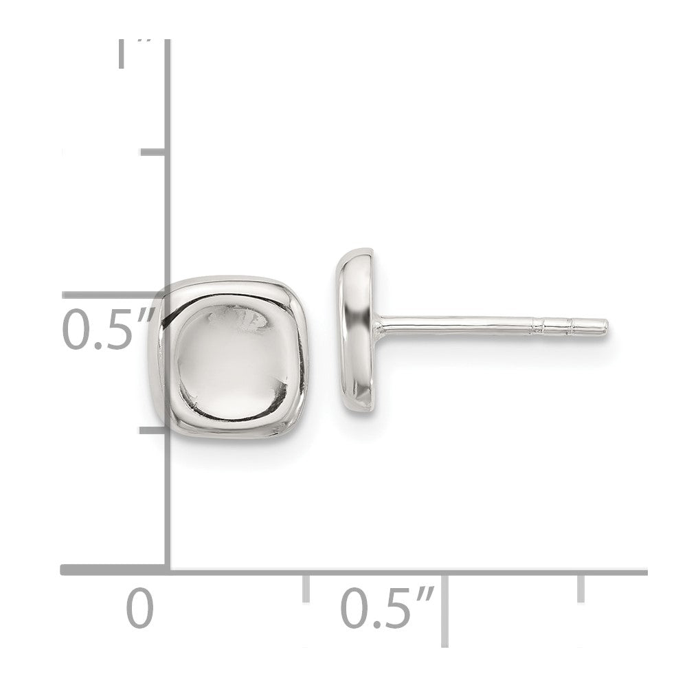 Sterlingsilber Poliert Gewellt Puff Quadratisch Ohrstecker