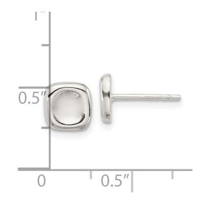 Sterlingsilber Poliert Gewellt Puff Quadratisch Ohrstecker