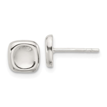Sterlingsilber Poliert Gewellt Puff Quadratisch Ohrstecker
