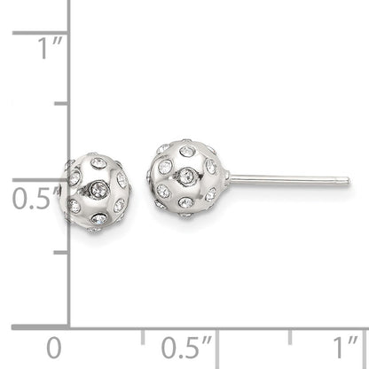 Sterlingsilber Poliert Zirkonia 6.5mm Kugel Ohrstecker