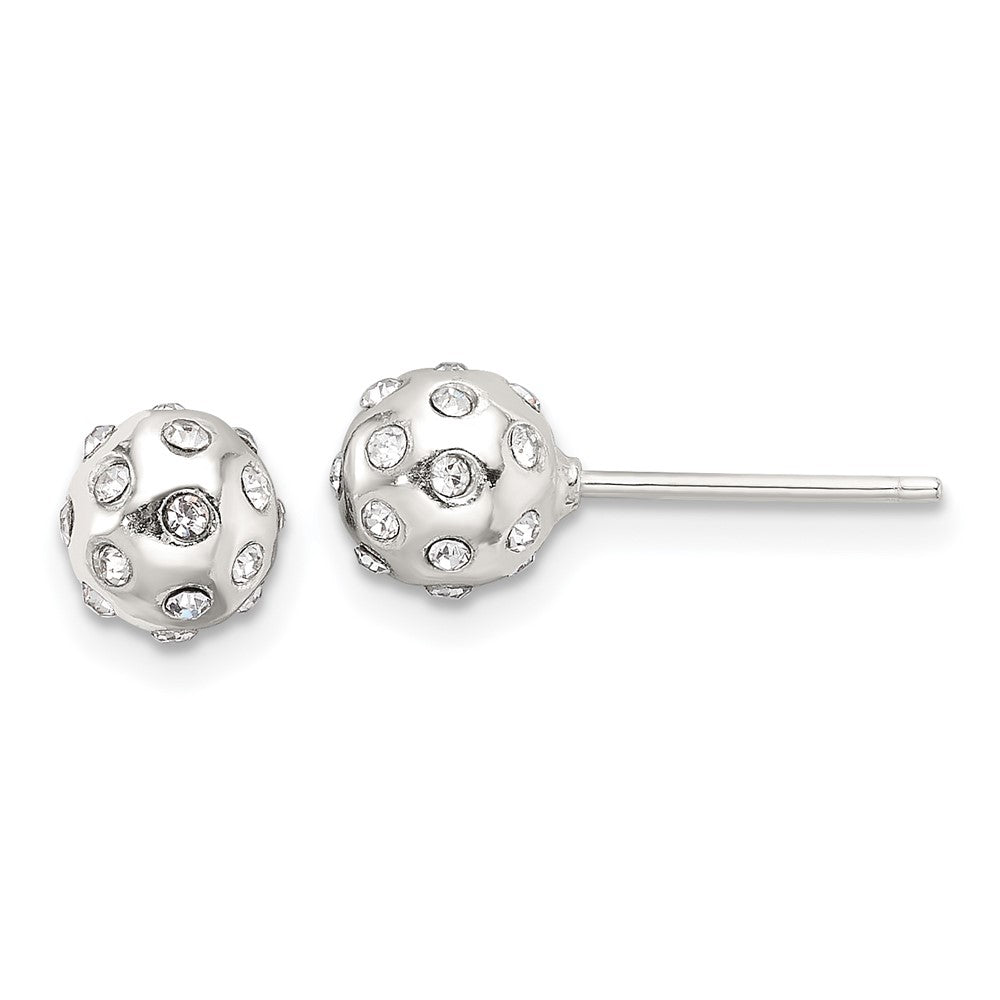 Sterlingsilber Poliert Zirkonia 6.5mm Kugel Ohrstecker