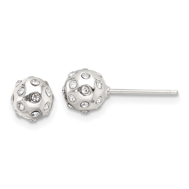 Sterlingsilber Poliert Zirkonia 6.5mm Kugel Ohrstecker