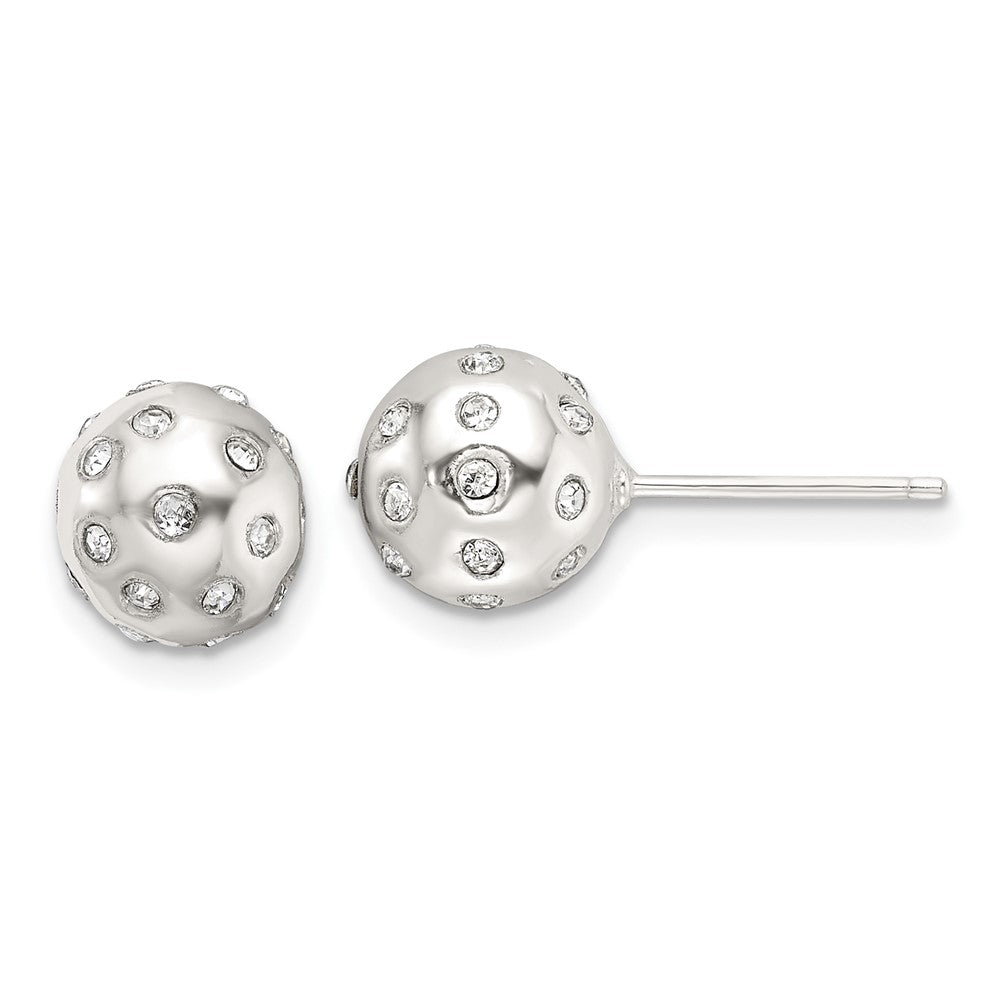 Sterlingsilber Poliert Zirkonia 8.5mm Kugel Ohrstecker