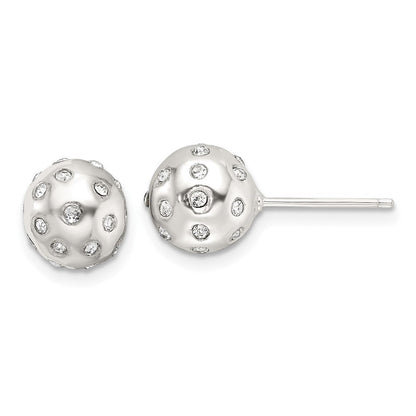 Sterlingsilber Poliert Zirkonia 8.5mm Kugel Ohrstecker