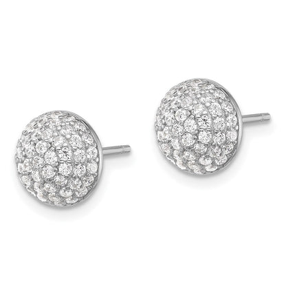 Sterlingsilber Rhodiniert Pavéé Zirkonia Gewölbt Ohrstecker