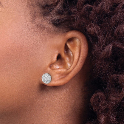 Sterlingsilber Rhodiniert Pavéé Zirkonia Gewölbt Ohrstecker