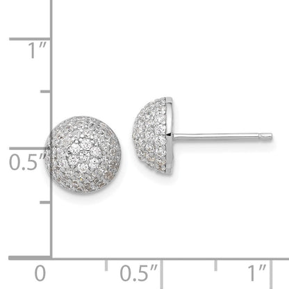 Sterlingsilber Rhodiniert Pavéé Zirkonia Gewölbt Ohrstecker