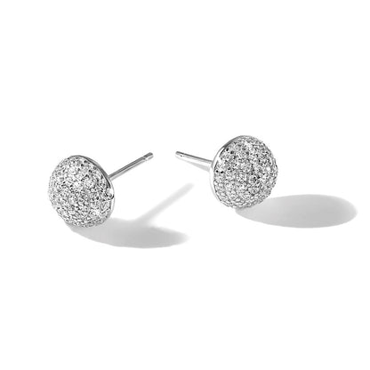 Sterlingsilber Rhodiniert Pavéé Zirkonia Gewölbt Ohrstecker
