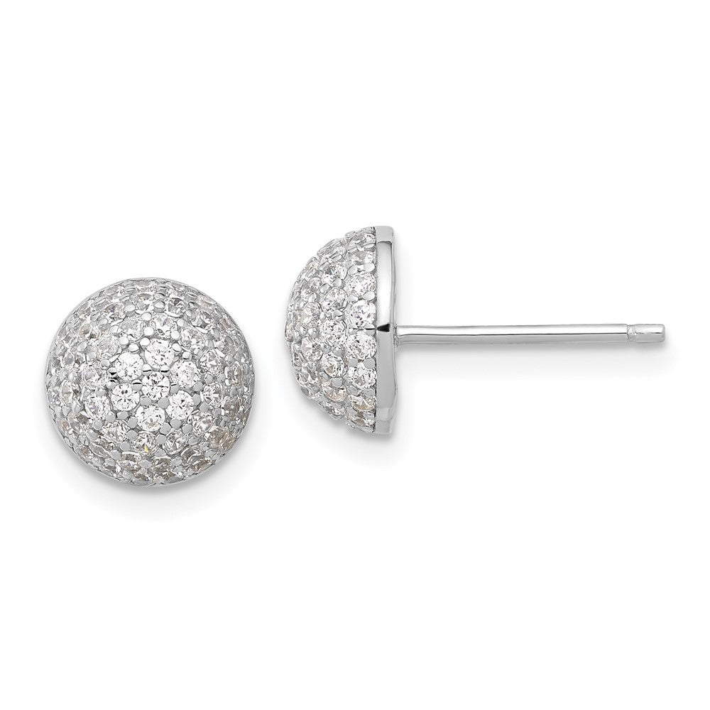 Sterlingsilber Rhodiniert Pavéé Zirkonia Gewölbt Ohrstecker