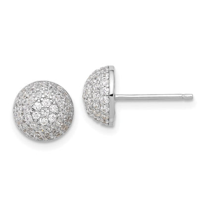 Sterlingsilber Rhodiniert Pavéé Zirkonia Gewölbt Ohrstecker