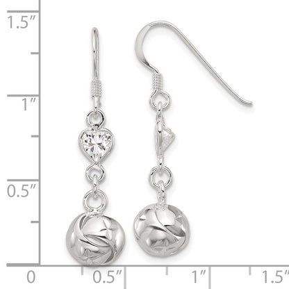 Sterlingsilber Poliert Zirkonia Knoten Hängend Hirte Haken Ohrringe